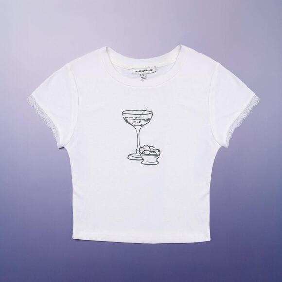 Dirty Martini Lace Trim Baby Tee - Picture 1 of 2